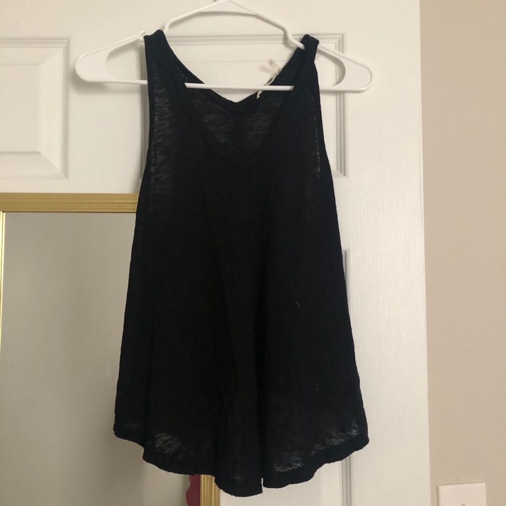 Slightly sheer black v-neck tank top - Picture 1 of 2
